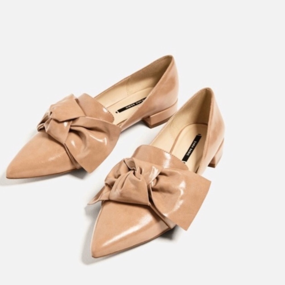 Zara nude patent leather flats